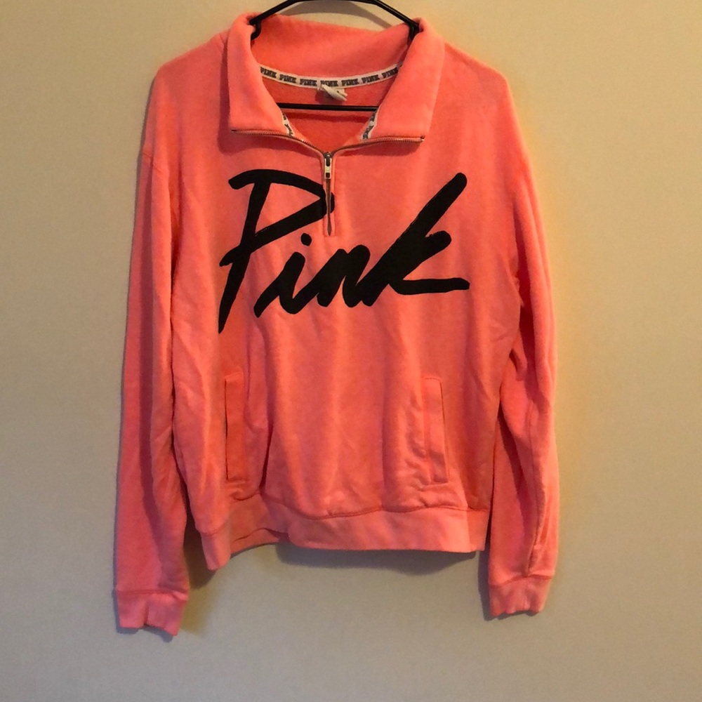 Coral PINK 3/4 zip with pockets